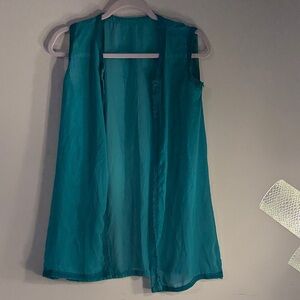 Teal Sleeveless Sheer Vest